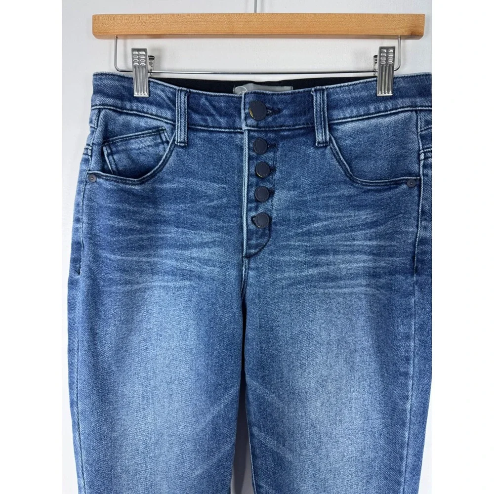 Boho Wit & Wisdom Women 4 Skinny Jeans Blue High Rise Ab-solution Button Fly Raw